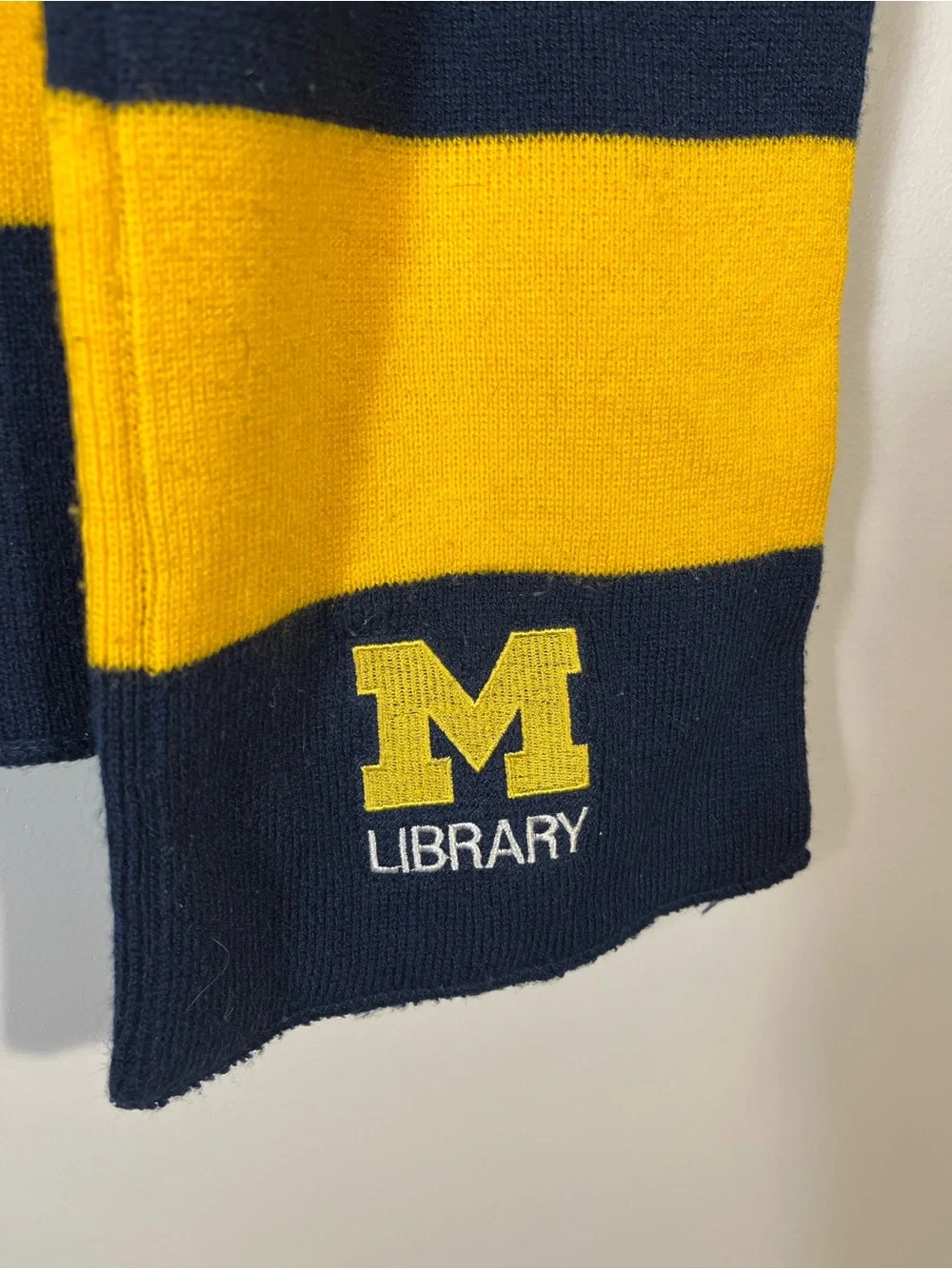 University of Michigan Library UofM Collegiate Maze Yellow Blue Striped Scarf